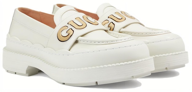 (W) Gucci Loafer 'Cuero Blanco y Metálico' 752854-AACEW-9071 Lookbook (W) Gucci Loafer 'Cuero Blanco y Metálico' 752854-AACEW-9071