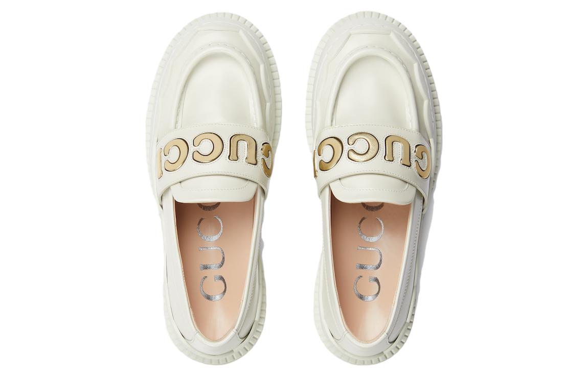 Shop (W) Gucci Loafer 'Cuero Blanco y Metálico' 752854-AACEW-9071