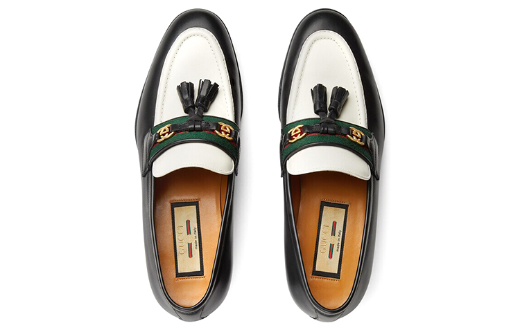Lookbook (W) Gucci Loafer dengan Web dan Interlocking G 'Hitam Putih' 674662-1W6B0-1170