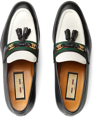 (Women) Gucci Loafer with Web and Interlocking G 'Black White' 674662-1W6B0-1170 Lookbook (Women) Gucci Loafer with Web and Interlocking G 'Black White' 674662-1W6B0-1170