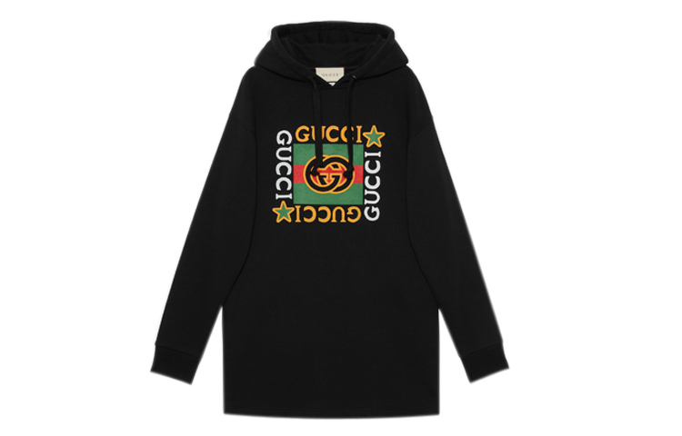 (Women) Gucci Logo & Star Print Hooded Dress Black 610144-XJB8V-1082