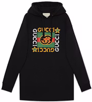 (Women) Gucci Logo & Star Print Hooded Dress Black 610144-XJB8V-1082 (Women) Gucci Logo & Star Print Hooded Dress Black 610144-XJB8V-1082