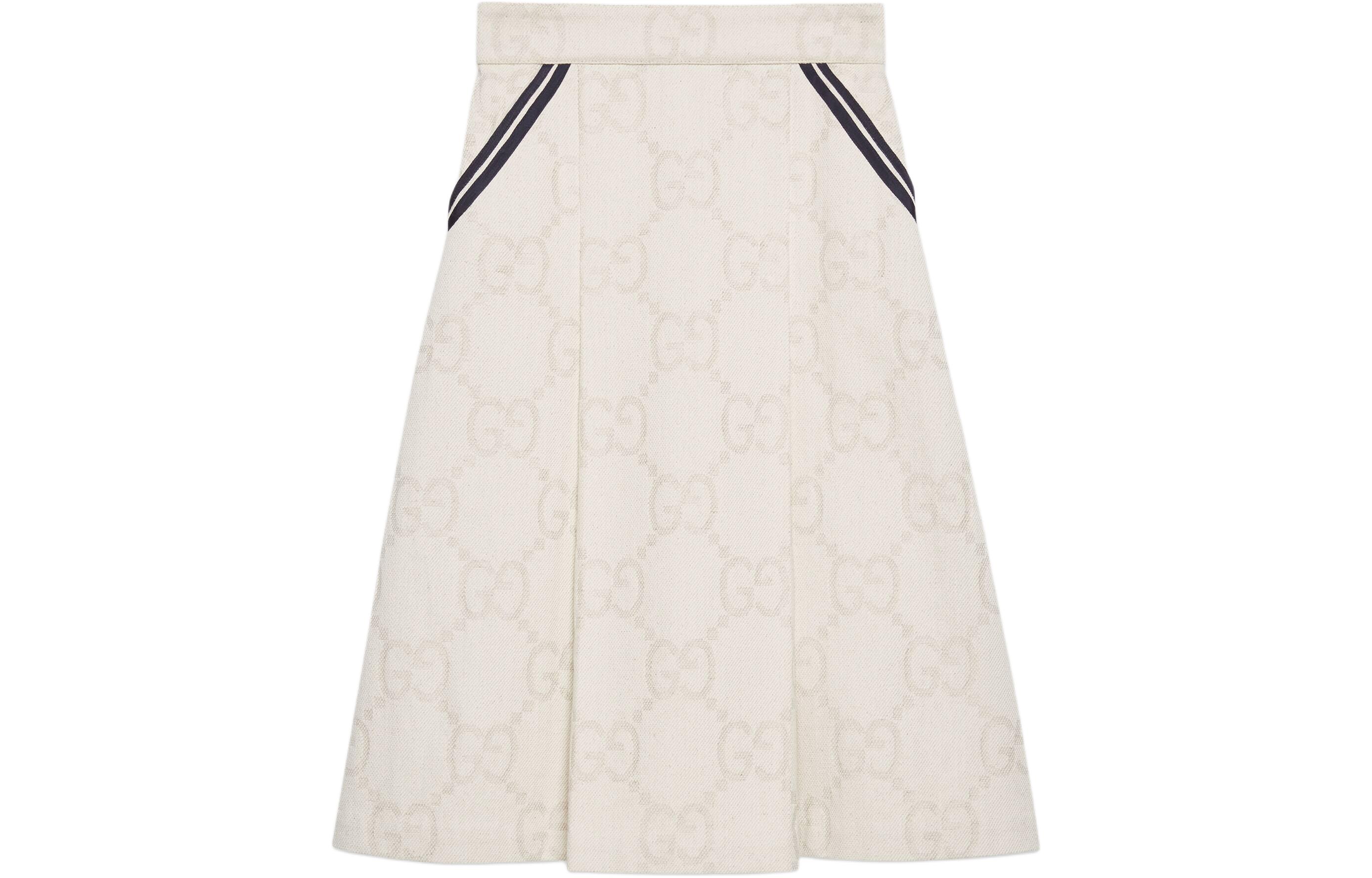 (Women) Gucci Logo Beige Diamond Pattern Mid-Length Casual Knit Dress for Women 691847-XDBX2-9207