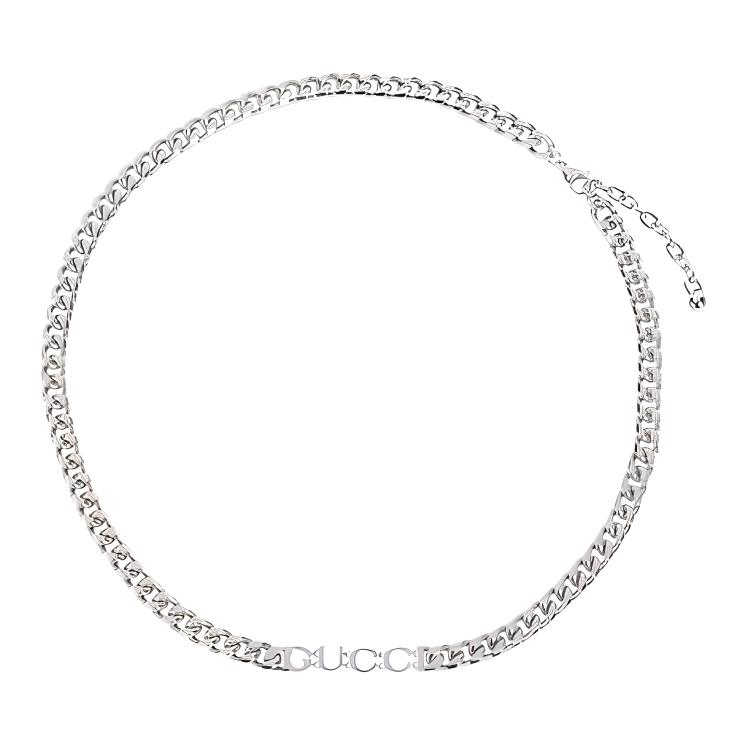 (Women) GUCCI Logo Brass Necklace  Silver. 796654I46010926NEWPALLADIO