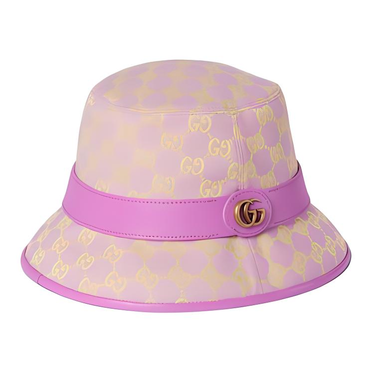 (Women) GUCCI Logo Canvas Purple Bucket Hat Women 7484764HG628772