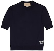 (Women) GUCCI Logo Crewneck Knitted T-Shirt Deep Navy Blue. 731061-XKCZ3-4330 (Women) GUCCI Logo Crewneck Knitted T-Shirt Deep Navy Blue. 731061-XKCZ3-4330