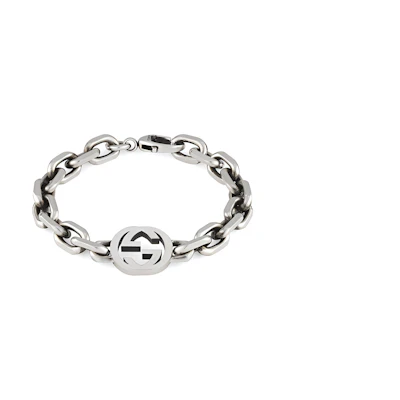 (Women) GUCCI Logo Design 925 Silver Bracelet - Silver. YBA627068001