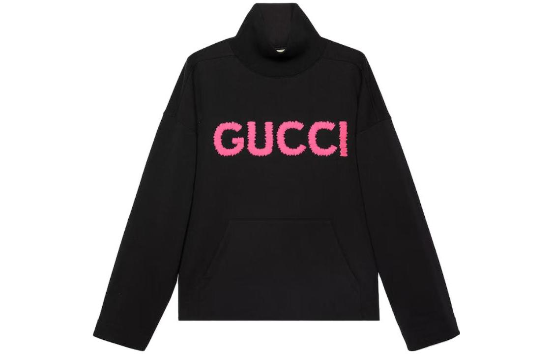(Women) Gucci Logo Embroidered Black Turtleneck Sweatshirt 776844-XJGDL-1043