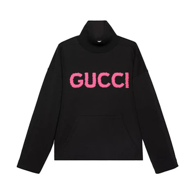 (Women) Gucci Logo Embroidered Black Turtleneck Sweatshirt 776844-XJGDL-1043
