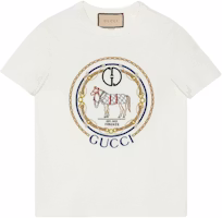 (Women) GUCCI Logo Embroidered Casual Crew Neck Short Sleeve T-Shirt Women Off-White 748287-XJGDJ-9088 (Women) GUCCI Logo Embroidered Casual Crew Neck Short Sleeve T-Shirt Women Off-White 748287-XJGDJ-9088