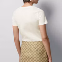 Purchase (W) Camiseta GUCCI Mujer Cuello Redondo Manga Corta Logo Bordado Blanco Roto. 748287-XJGDJ-9088