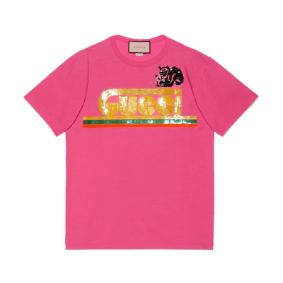 (Women) Gucci Logo Embroidered T-Shirt Plain Purple Red 717422-XJEVZ-5092