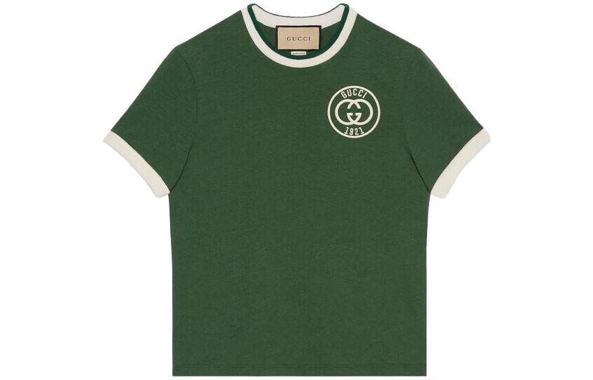 (Women) Gucci Logo Embroidery Green Crewneck T-Shirt SS23 756596-XJFV8-3754