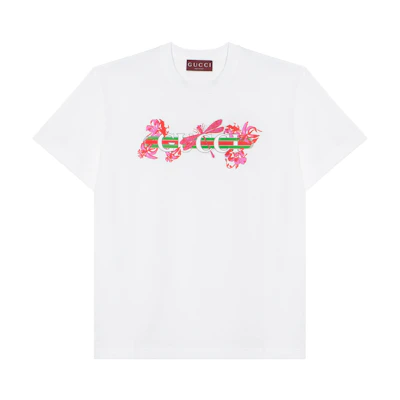 (Women) Gucci Logo Floral Print Short Sleeve T-Shirt Women Off-White SS24 788093-XJGTC-9042