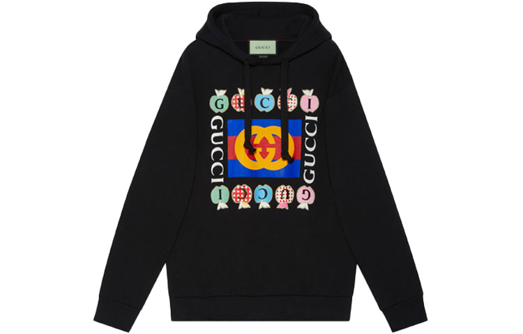 (Women) Gucci Logo Heart Apple Print Hoodie Black 615061-XJDOM-1082 圖 2