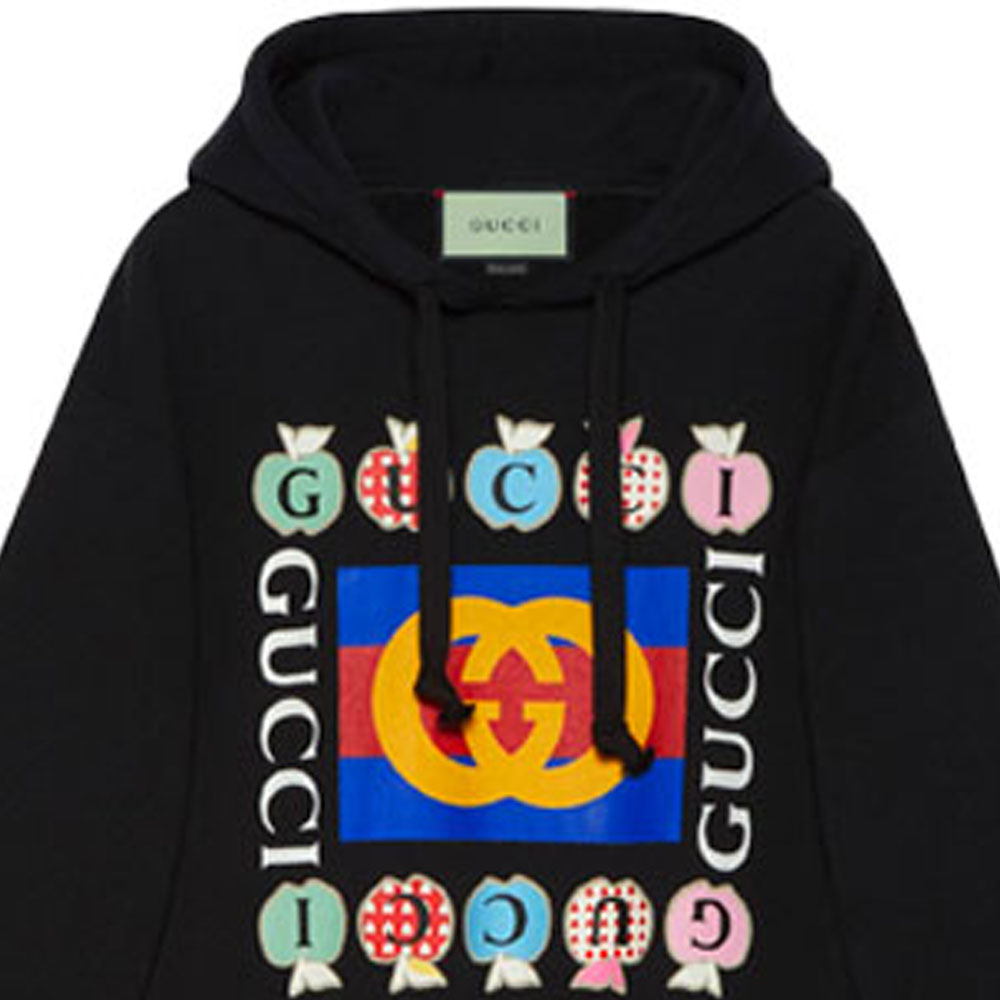 (Women) Gucci Logo Heart Apple Print Hoodie Black 615061-XJDOM-1082 圖 6