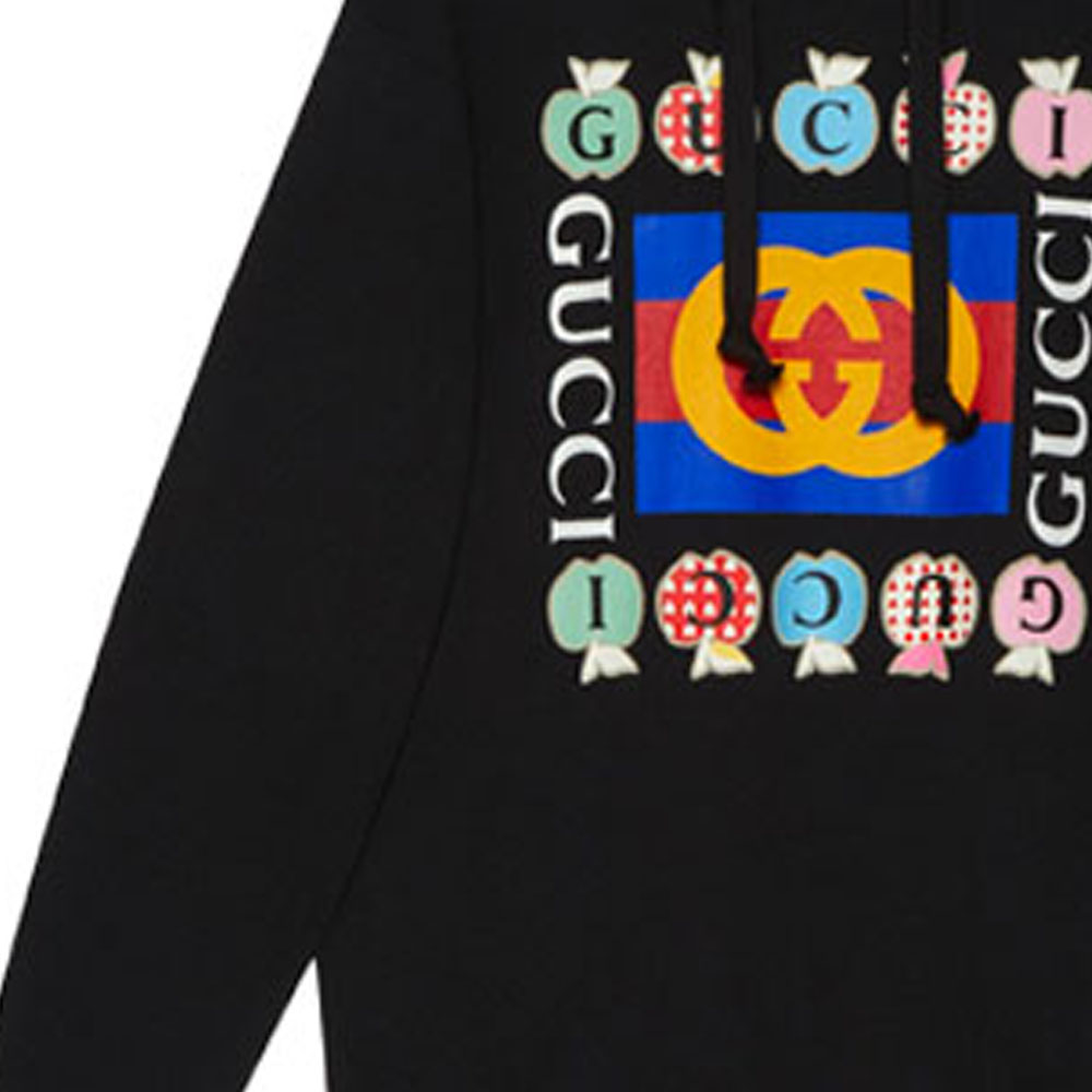 (Women) Gucci Logo Heart Apple Print Hoodie Black 615061-XJDOM-1082 圖 7