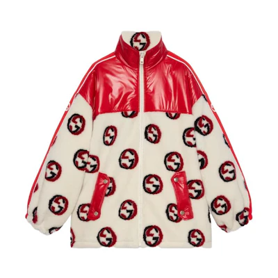 (Women) Gucci Logo Jacquard Colorblock Zip-Up Jacket 767009-XJF7Q-9330