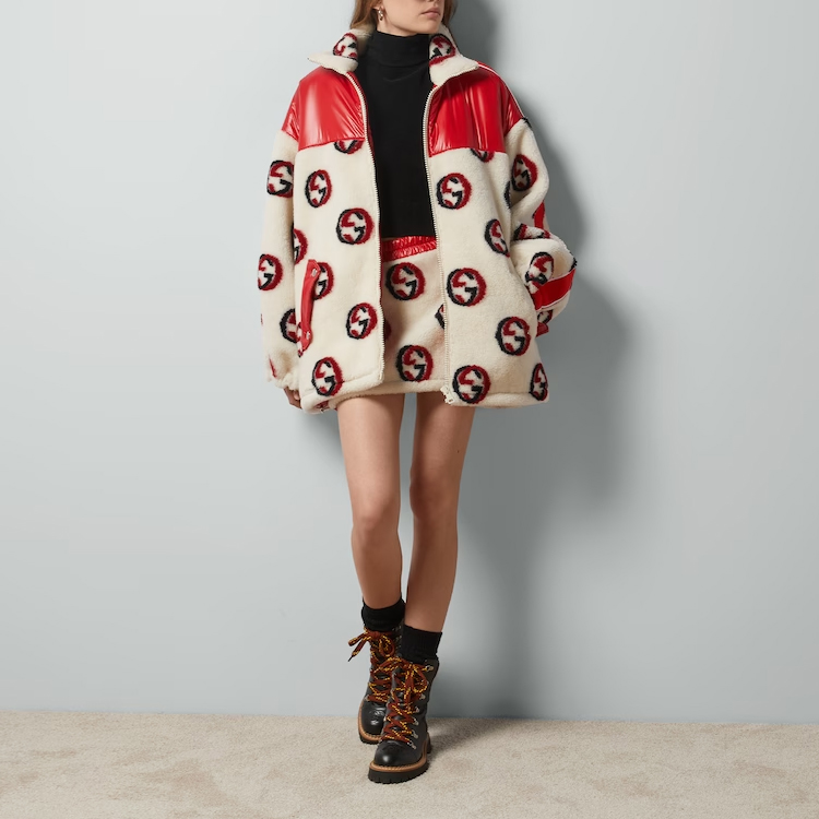 (Women) Gucci Logo Jacquard Colorblock Zip-Up Jacket 767009-XJF7Q-9330 圖 3