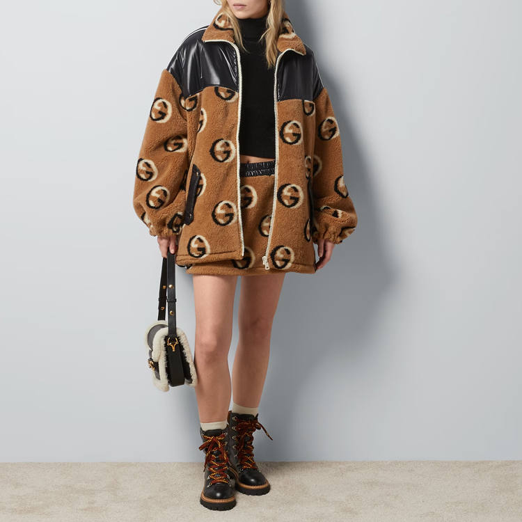 (Women) Gucci Logo Jacquard Colorblock Zip-Up Jacket 767009-XJF7Q-9330 圖 9