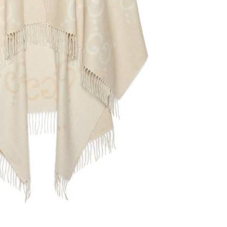 Sizing (W) 구찌 로고 자카드 프린지 케이프 카멜 컬러. 774308-4GABX-9877