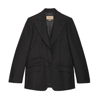 (Women) GUCCI Logo Jacquard Single-Breasted Casual Blazer Women. 721089-ZAKF8-1000