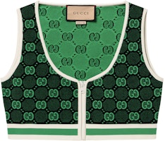 (Women) Gucci Logo Jacquard Zip Tank Top Women 756273-XKDCR-1145 (Women) Gucci Logo Jacquard Zip Tank Top Women 756273-XKDCR-1145