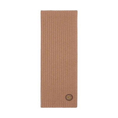(Women) GUCCI Logo Knit Scarf for Women - Brown 7734263GB029800