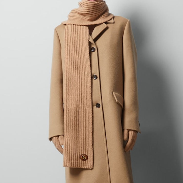 (Women) GUCCI Logo Knit Scarf for Women - Brown 7734263GB029800 圖 4