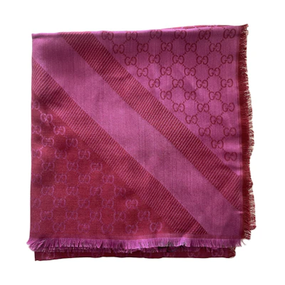 (Women) GUCCI Logo Knitted Scarf Women’s Rose Red 281942 3G704 6472