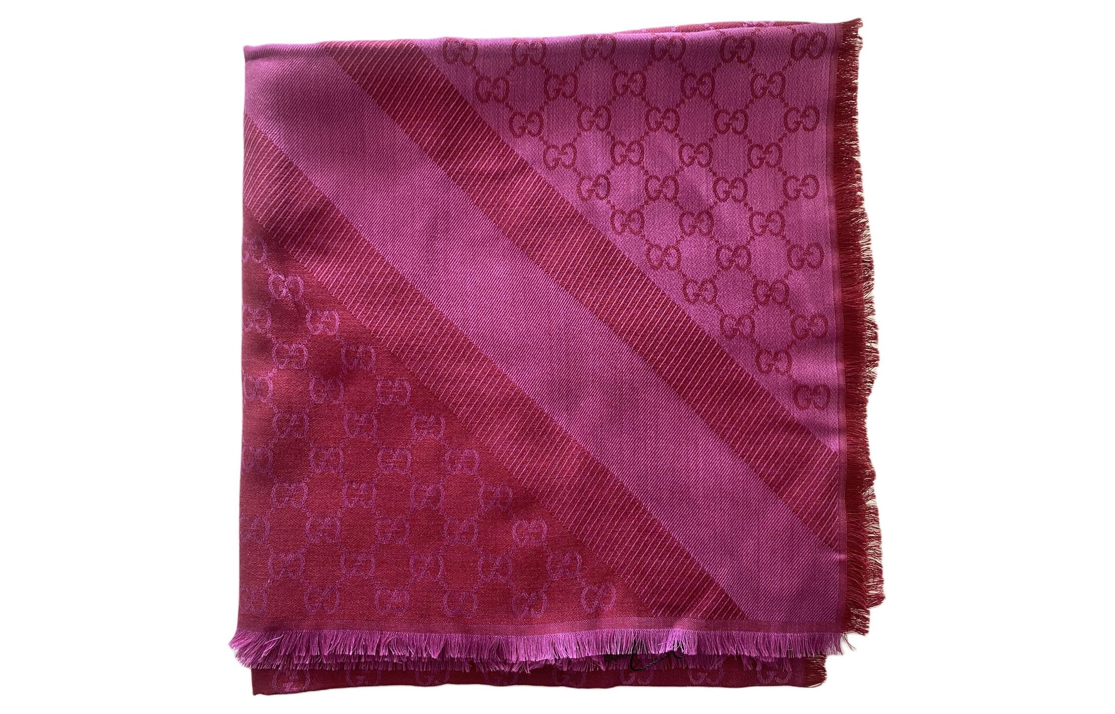 (Women) GUCCI Logo Knitted Scarf Women’s Rose Red 281942 3G704 6472 圖 2