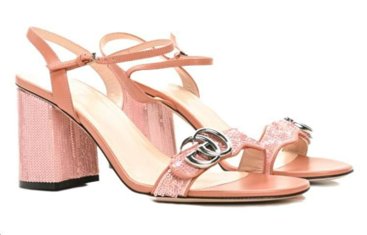 Order (Women) Gucci Logo Leather Sandal 'Pink' 646554-2MO60-6860