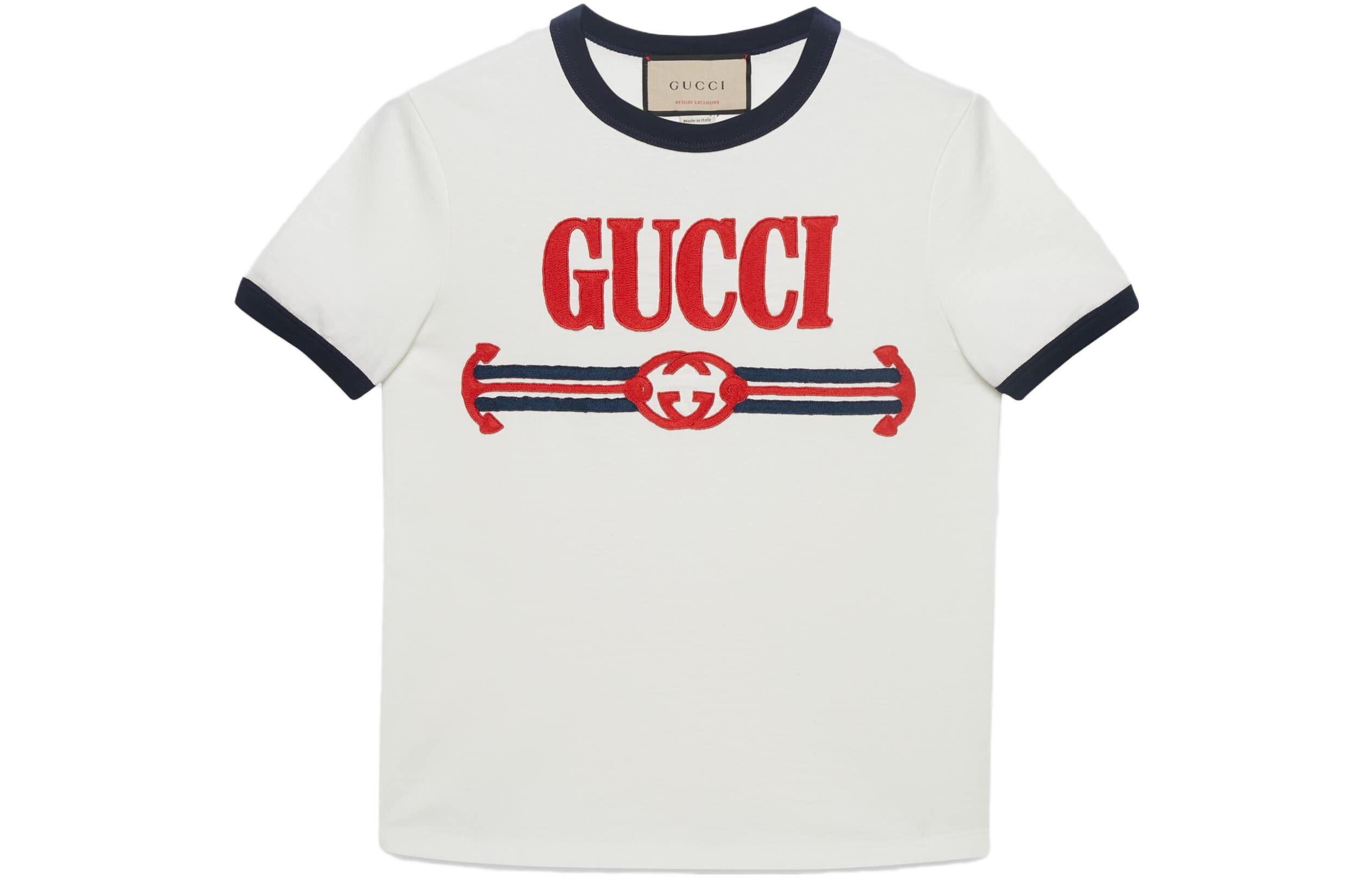 (Women) Gucci Logo Patch Crewneck Regular T-Shirt SS23 Off-White 723566-XJFQQ-9088