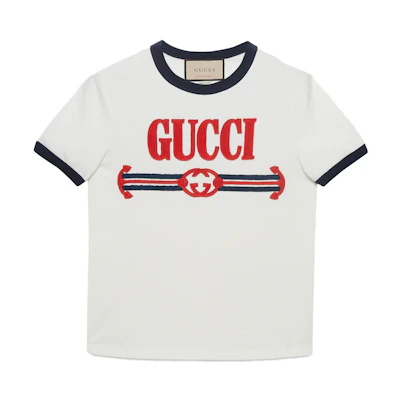 (Women) Gucci Logo Patch Crewneck Regular T-Shirt SS23 Off-White 723566-XJFQQ-9088