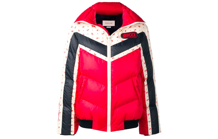 (Women) Gucci Logo Patch Down Jacket Red Winter Coat 494500-ZLK32-6240