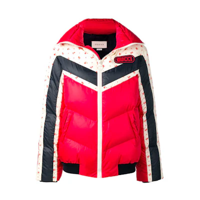 (Women) Gucci Logo Patch Down Jacket Red Winter Coat 494500-ZLK32-6240