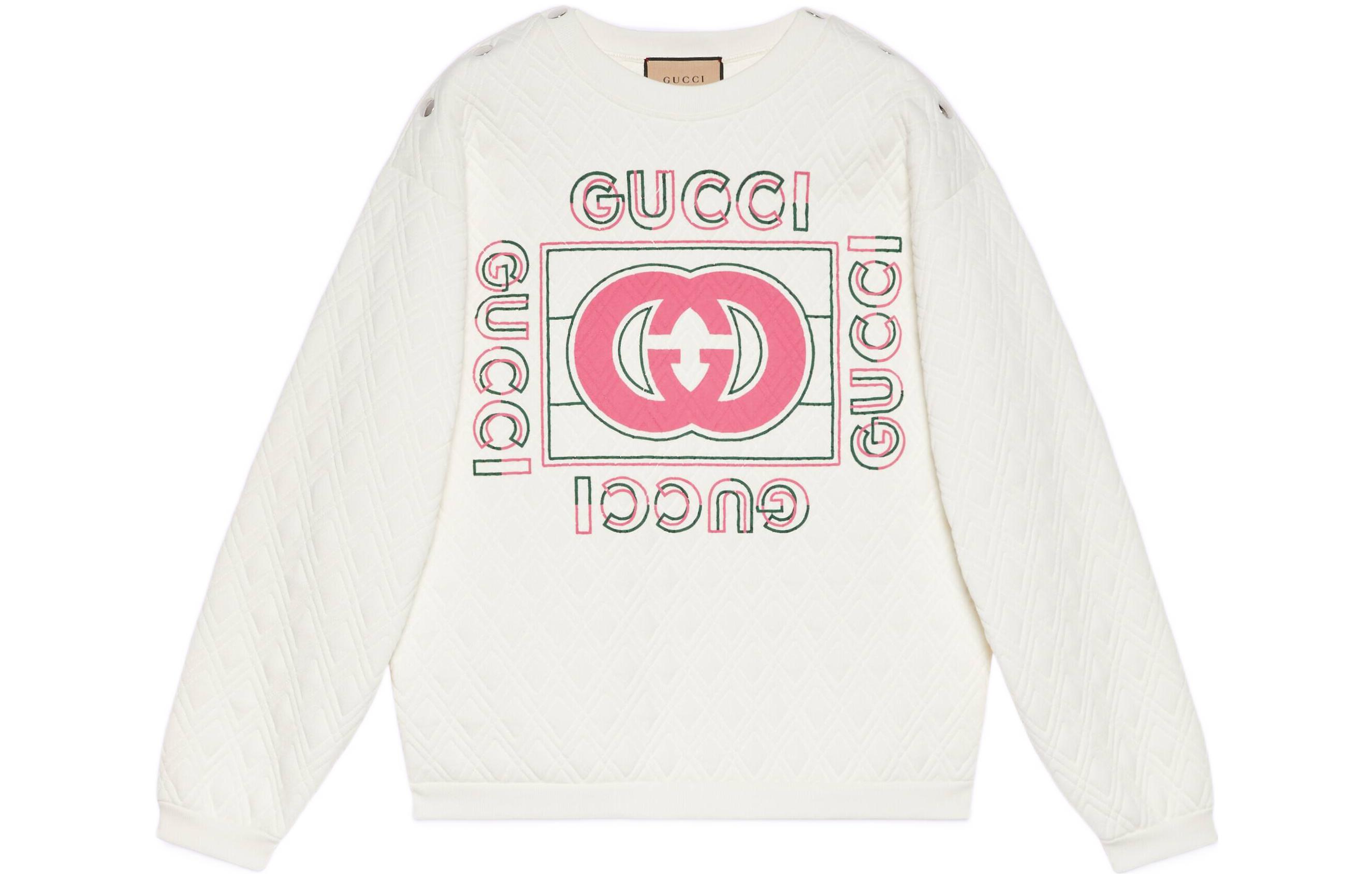 (Women) Gucci Logo Pattern Print Long Sleeve Sweatshirt Off-White FW22 717400-XJEV9-9095