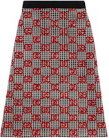 (Women) Gucci Logo Patterned Checkered Casual Skirt Floral 731011-XKCM8-1040 (Women) Gucci Logo Patterned Checkered Casual Skirt Floral 731011-XKCM8-1040