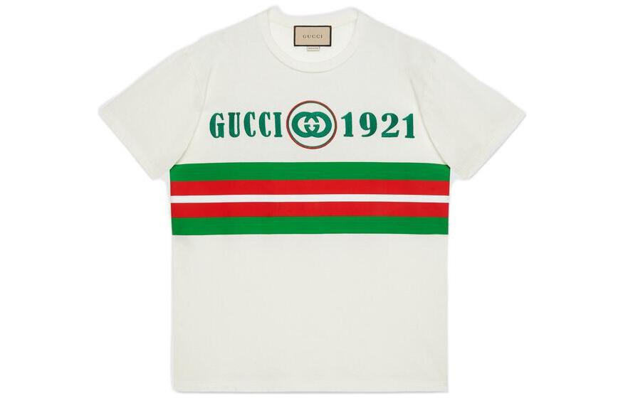 (Women) Gucci Logo Print Loose-Fit Crewneck T-shirt for Women in White 615044-XJD5U-9128
