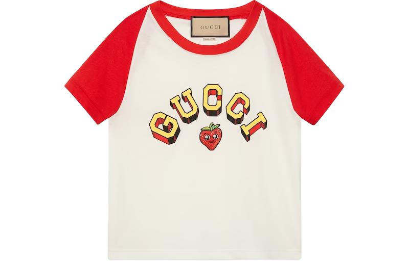 Buy (W) 구찌 로고 프린트 화이트 반팔 크롭 티셔츠 768183-XJGDI-9282