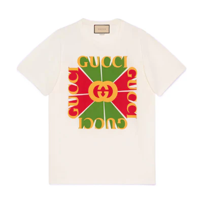 (Women) Gucci Logo Printed Beige T-Shirt 717422-XJE6E-9095