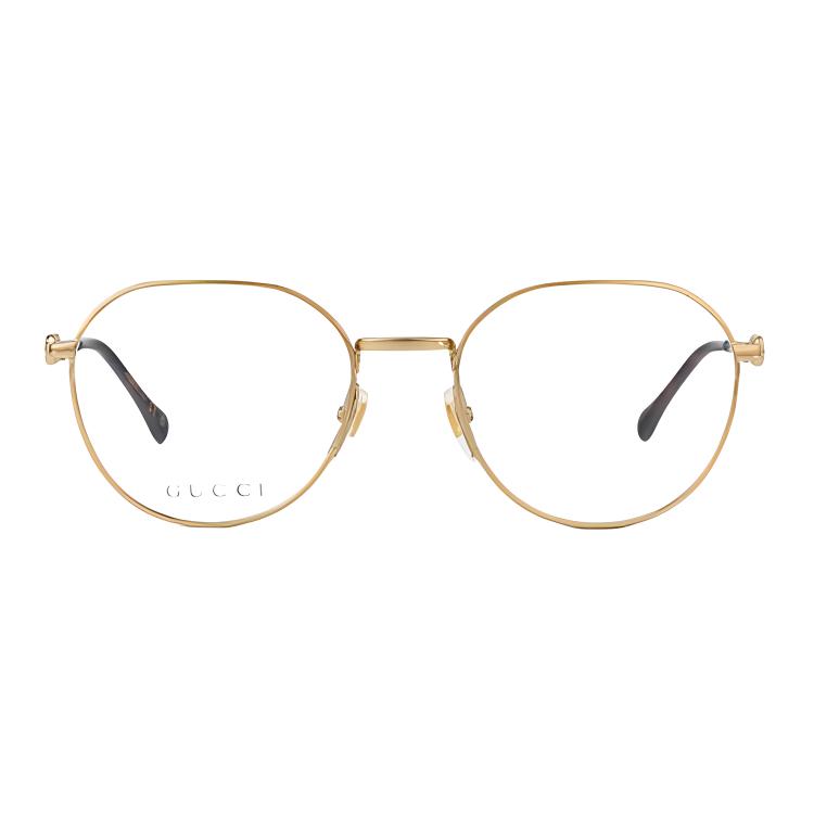 Lookbook (Women) GUCCI Logo Round Optical Glasses Women’s Gold/Brown Metal Frame. GG1336O