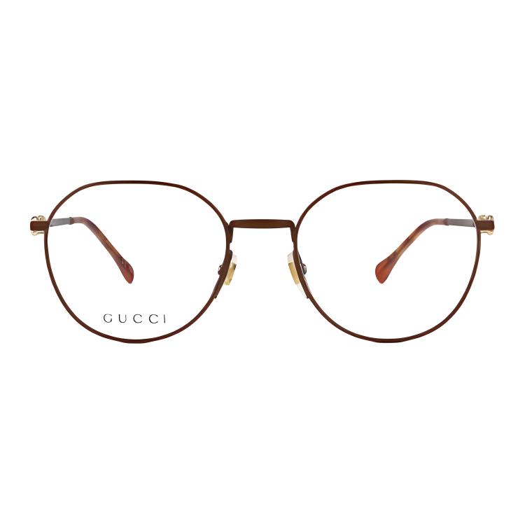 Purchase (Women) GUCCI Logo Round Optical Glasses Women’s Gold/Brown Metal Frame. GG1336O