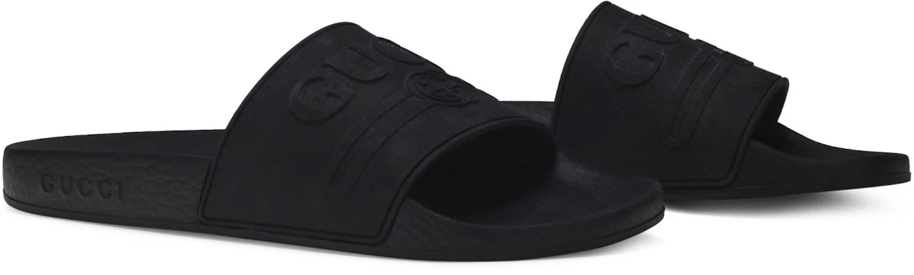 (W) 古驰标志黑色橡胶拖鞋 525140-JCZ00-1031 2