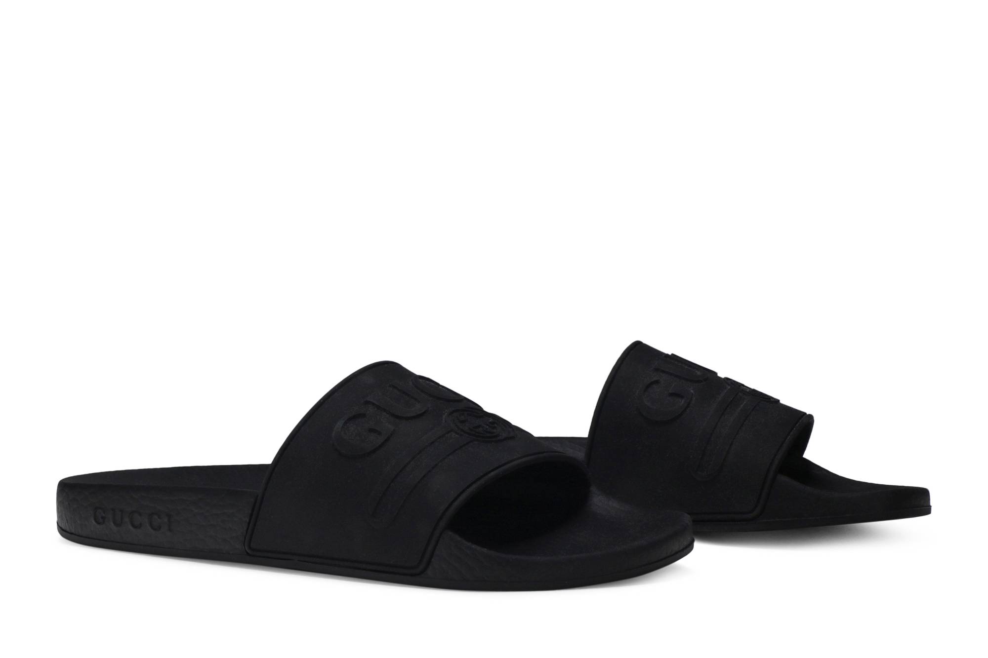 Cheap (W) 古驰标志黑色橡胶拖鞋 525140-JCZ00-1031