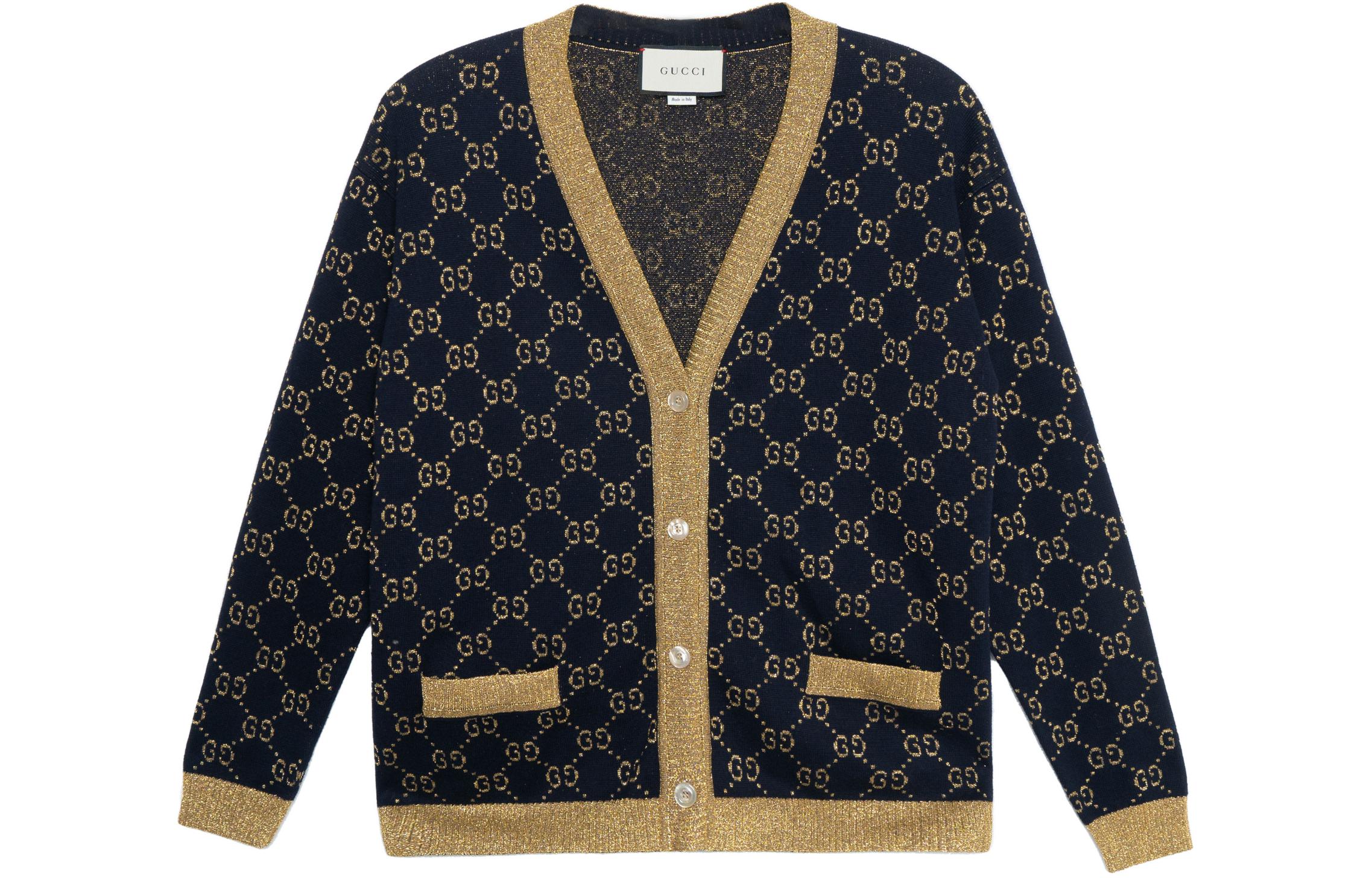 Buy (W) Suéter tejido de manga larga con logo Gucci azul marino. 529193-X9W83-4921