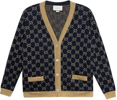 (Women) Gucci Logo Single-Breasted Long Sleeve Knit Sweater in Navy 529193-X9W83-4921 (Women) Gucci Logo Single-Breasted Long Sleeve Knit Sweater in Navy 529193-X9W83-4921