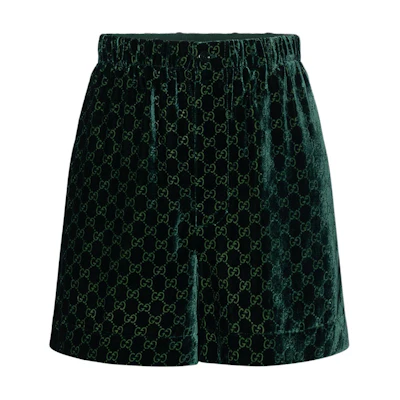 (Women) Gucci Logo Velvet Shorts Dark Green 677573-ZAHGE-3303