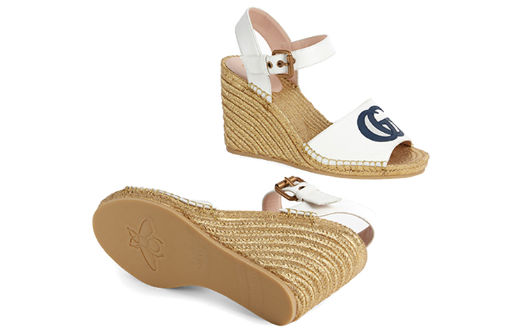 Shop (Women) Gucci Logo Wedge Sandal 'White' 658629-C9DS0-9080