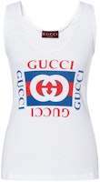 (Women) Gucci Logo White Sleeveless Tank Top 790344-XJGL4-9474 (Women) Gucci Logo White Sleeveless Tank Top 790344-XJGL4-9474